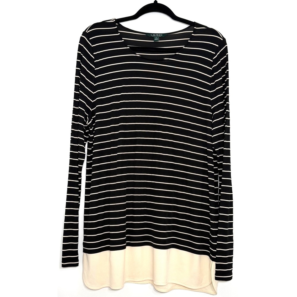 Lauren Ralph Lauren Striped Colorblock Tunic Top XL